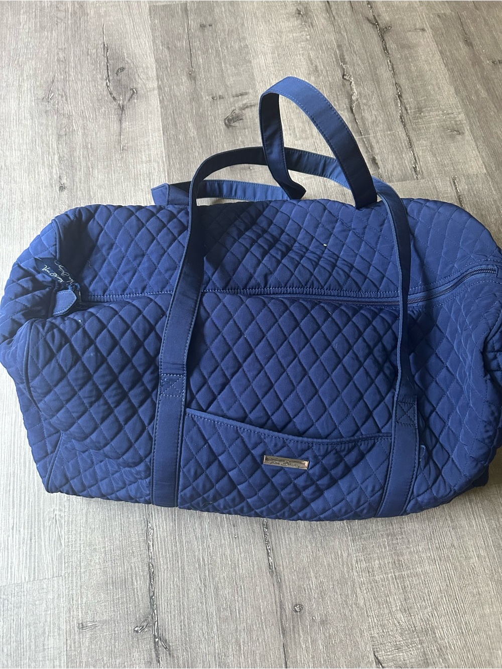 Vera Bradley Quilted Blue Tote with Floral Interior